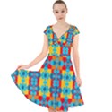 Pop Art  Cap Sleeve Front Wrap Midi Dress View1