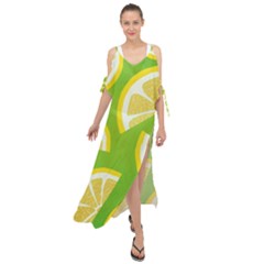 Lemon Fruit Healthy Fruits Food Maxi Chiffon Cover Up Dress by Wegoenart
