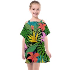 Tropical Greens Kids  One Piece Chiffon Dress by Sobalvarro