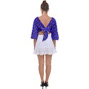 Retro Girl Daisy Chain Pattern Blue Tie Back Butterfly Sleeve Chiffon Top View2