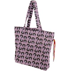 Retro Girl Daisy Chain Pattern Light Pink Drawstring Tote Bag by snowwhitegirl