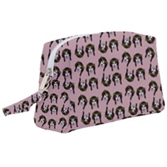 Retro Girl Daisy Chain Pattern Light Pink Wristlet Pouch Bag (large) by snowwhitegirl