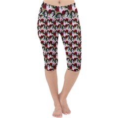 Vintage Hippie Girl Pattern Pnk Lightweight Velour Cropped Yoga Leggings by snowwhitegirl