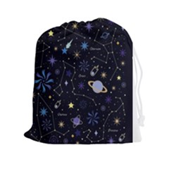 Starry Night  Space Constellations  Stars  Galaxy  Universe Graphic  Illustration Drawstring Pouch (2xl) by Vaneshart
