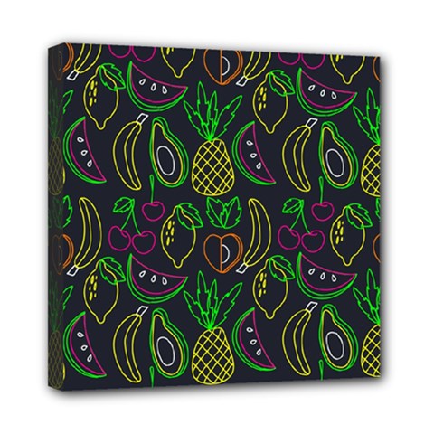 Neon Fruit Seamless Pattern Mini Canvas 8  X 8  (stretched) by Vaneshart