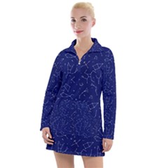 Constellations Pattern Women s Long Sleeve Casual Dress by Vaneshart