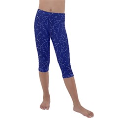 Constellations Pattern Kids  Lightweight Velour Capri Leggings  by Vaneshart