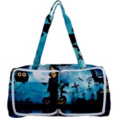 Funny Halloween Design With Skeleton, Pumpkin And Owl Multi Function Bag by FantasyWorld7