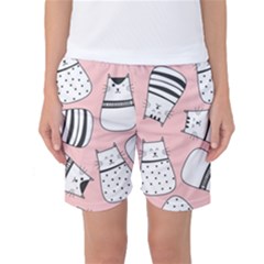 Cute Cats Cartoon Seamless Pattern Women s Basketball Shorts by Vaneshart