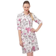 Set Kawaii Doodles Long Sleeve Mini Shirt Dress by Vaneshart