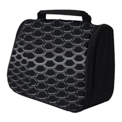 Black Metallic Hexagon Mesh Pattern Background Full Print Travel Pouch (small) by Vaneshart