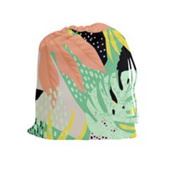 Abstract Seamless Pattern With Tropical Leaves Hand Draw Texture Vector Drawstring Pouch (xl) by Vaneshart