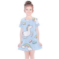 Unicorn Seamless Pattern Background Vector Kids  Simple Cotton Dress by Sobalvarro