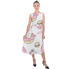 Unicorn Seamless Pattern Background Vector (1) Midi Tie-back Chiffon Dress by Sobalvarro
