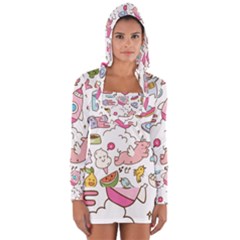 Set Kawaii Doodles Long Sleeve Hooded T-shirt by Vaneshart