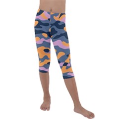 Camouflage Background Textile Uniform Seamless Pattern Kids  Lightweight Velour Capri Leggings  by Vaneshart