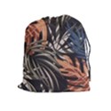 Trend Seamless Pattern With Colorful Tropical Leaves Plants Brown Background Drawstring Pouch (XL) View1