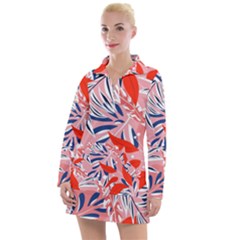 Tropical Seamless Pattern With Colorful Leaves Plants Women s Long Sleeve Casual Dress by Vaneshart