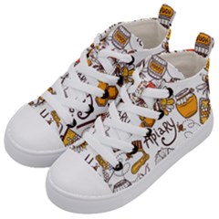 Honey Seamless Pattern Kids  Mid-top Canvas Sneakers by Vaneshart