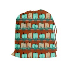 Bluegreen Pumpkins Drawstring Pouch (xl) by bloomingvinedesign