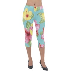 Hibiscus Lightweight Velour Capri Leggings  by Sobalvarro