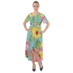 Hibiscus Front Wrap High Low Dress by Sobalvarro