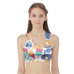 Icecream Pattern Pastel Sumer Sports Bra With Border by Vaneshart