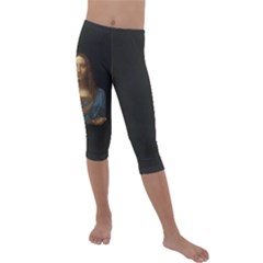 Salvator Mundi Leonardo Davindi 1500 Jesus Christ Savior Of The World Original Paint Most Expensive In The World Kids  Lightweight Velour Capri Leggings  by snek