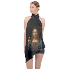 Salvator Mundi Leonardo Davindi 1500 Jesus Christ Savior Of The World Original Paint Most Expensive In The World Halter Asymmetric Satin Top by snek