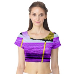 Pop Art Beach Umbrella Short Sleeve Crop Top by essentialimage