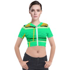 Pop Art Beach Umbrella  Short Sleeve Cropped Jacket by essentialimage