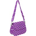 Pink  White  Abstract Pattern Saddle Handbag View1