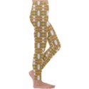 Yellow  White  Abstract Pattern Kids  Lightweight Velour Leggings View3