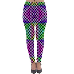 Bright  Circle Abstract Black Pink Green Yellow Lightweight Velour Leggings by BrightVibesDesign