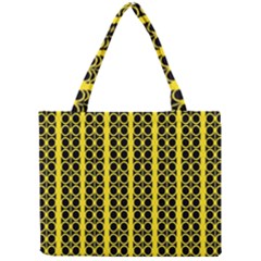 Circles Lines Black Yellow Mini Tote Bag by BrightVibesDesign