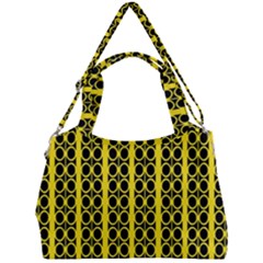 Circles Lines Black Yellow Double Compartment Shoulder Bag by BrightVibesDesign