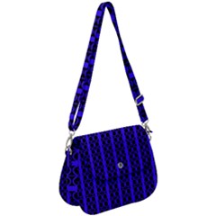 Circles Lines Black Blue Saddle Handbag by BrightVibesDesign