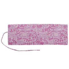 Coffee Pink Roll Up Canvas Pencil Holder (m) by Amoreluxe