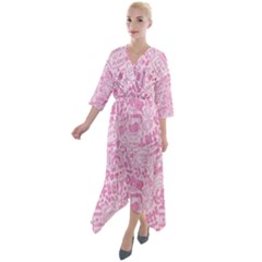 Coffee Pink Quarter Sleeve Wrap Front Maxi Dress by Amoreluxe