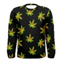 Marijuana Leaves Men s Long Sleeve Tee Black View1