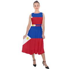 Philippines Flag Filipino Flag Midi Tie-back Chiffon Dress by FlagGallery