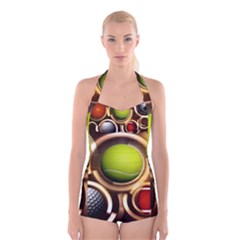 Sport Ball Tennis Golf Football Boyleg Halter Swimsuit  by HermanTelo