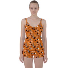 Witches Hats And Brooms Tie Front Two Piece Tankini by bloomingvinedesign