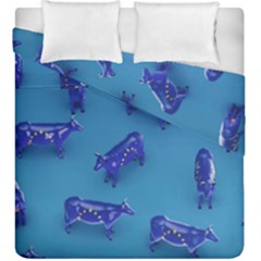 Cow Illustration Blue Duvet Cover Double Side (king Size) by HermanTelo