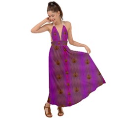 Peace Is Cool Again And Decorative Backless Maxi Beach Dress by pepitasart