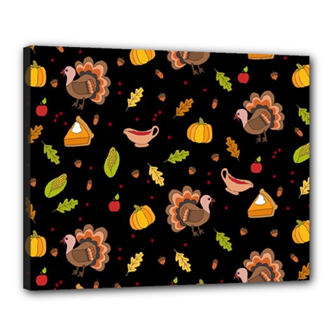 Thanksgiving Turkey Pattern Canvas 20  X 16  (stretched) by Valentinaart