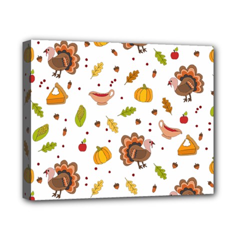 Thanksgiving Turkey Pattern Canvas 10  X 8  (stretched) by Valentinaart