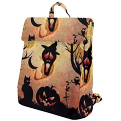 Funny Halloween Design, Pumpkin, Cat, Owl And Crow Flap Top Backpack by FantasyWorld7
