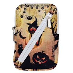 Funny Halloween Design, Pumpkin, Cat, Owl And Crow Belt Pouch Bag (small) by FantasyWorld7