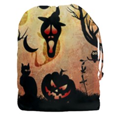 Funny Halloween Design, Pumpkin, Cat, Owl And Crow Drawstring Pouch (3xl) by FantasyWorld7
